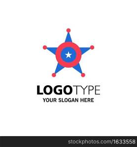 Men, Police, Star, Usa Business Logo Template. Flat Color