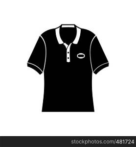 Men polo shirt black simple icon isolated on white backgroud. Men polo shirt black simple icon