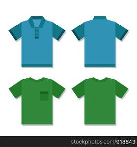 Men's short sleeve polo-shirt and pockets collection. Vector illustration.