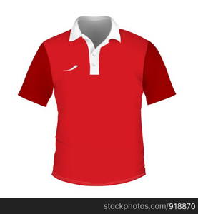 Men's slim-fitting short sleeve polo shirt. Red polo shirt mock-up design template for branding. isolated mock-up design template for branding.