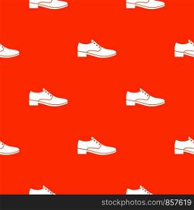 Men shoe pattern repeat seamless in orange color for any design. Vector geometric illustration. Men shoe pattern seamless