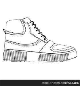 Men shoes high top sneakers isolated. Male man season shoes icons. Technical sketch. Footwear vector illustration. Men shoes high top sneakers isolated. Male man season shoes icons. Technical sketch.