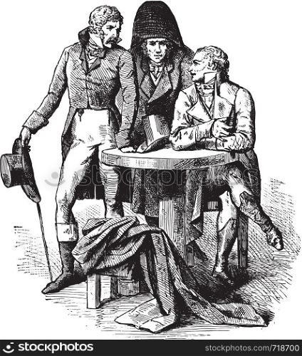 Men suit in 1798, vintage engraved illustration. Industrial encyclopedia E.-O. Lami - 1875.