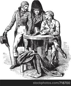 Men suit in 1798, vintage engraved illustration. Industrial encyclopedia E.-O. Lami - 1875.