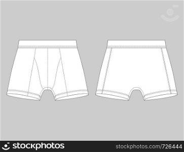 Men underpants. man underwear. White boxer shorts isolated on grey background. Vector illustration. Men underpants. man underwear. White boxer shorts isolated