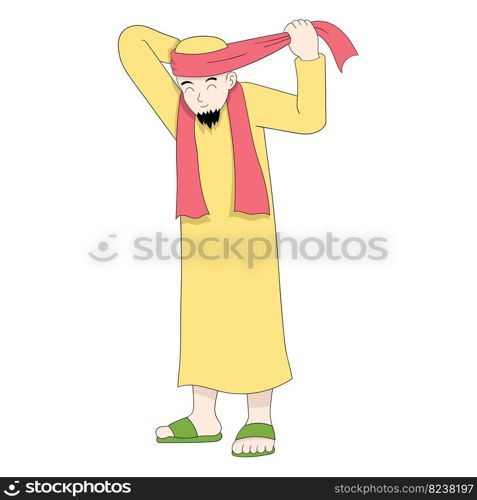 men wear turbans to pray in mosques. vector design illustration art