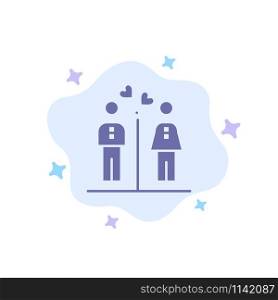 Men, Women, Couple, Boy, Girl Blue Icon on Abstract Cloud Background