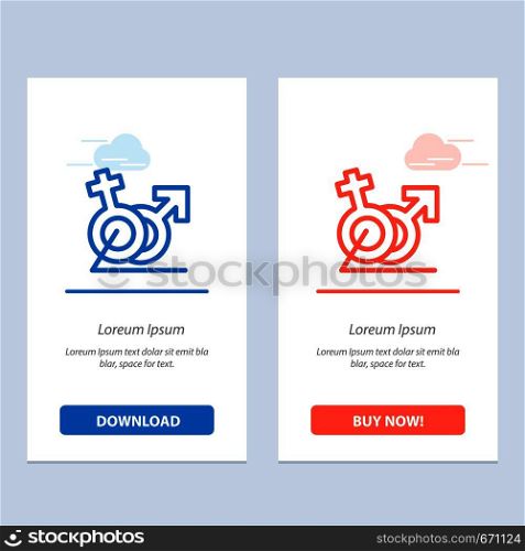 Men, Women, Sign, Gander, Identity Blue and Red Download and Buy Now web Widget Card Template
