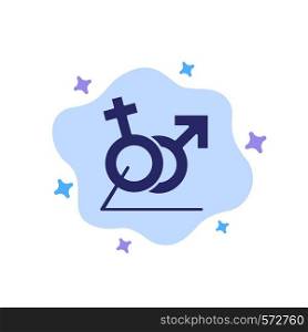 Men, Women, Sign, Gander, Identity Blue Icon on Abstract Cloud Background