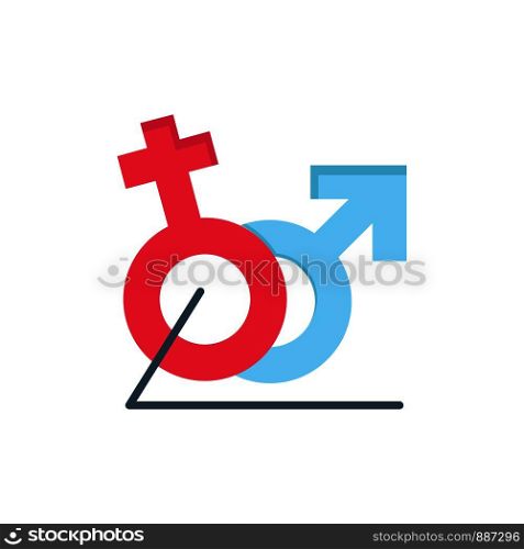 Men, Women, Sign, Gander, Identity Flat Color Icon. Vector icon banner Template
