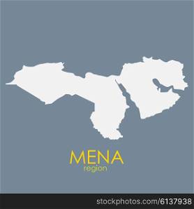 Mena Region Map on Gray Background. Vector Illustration EPS10. Mena Region Map Vector Illustration
