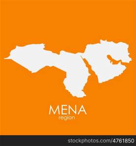 Mena Region Map on Orange Background. Vector Illustration EPS10. Mena Region Map Vector Illustration