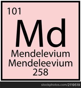 Mendelevium chemical icon. Mendeleev table element. Education concept. Pink background. Vector illustration. Stock image. EPS 10.. Mendelevium chemical icon. Mendeleev table element. Education concept. Pink background. Vector illustration. Stock image.