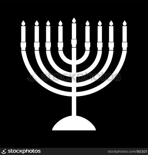 Menorah for Hanukkah white color icon .. Menorah for Hanukkah it is white color icon .