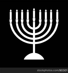 Menorah for Hanukkah white color icon .. Menorah for Hanukkah it is white color icon .