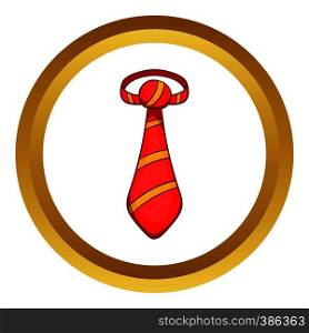 Mens classic tie vector icon in golden circle, cartoon style isolated on white background. Mens classic tie vector icon
