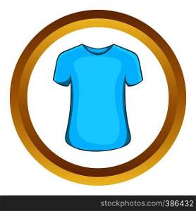 Mens summer t-shirt vector icon in golden circle, cartoon style isolated on white background. Mens summer t-shirt vector icon