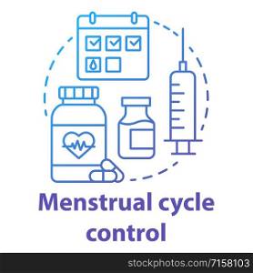 Menstrual cycle control blue gradient concept icon. Hormone therapy idea thin line illustration. Women healthcare. Female reproductive system, fertility. Vector isolated outline drawing