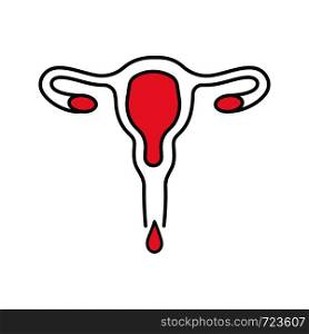 Menstruation color icon. Menstrual bleeding. Vaginal discharge. Female health disorder. Isolated vector illustration. Menstruation color icon