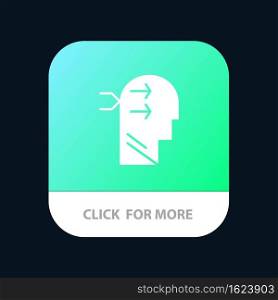 Mental hang, Head, Brian, Thinking Mobile App Button. Android and IOS Glyph Version