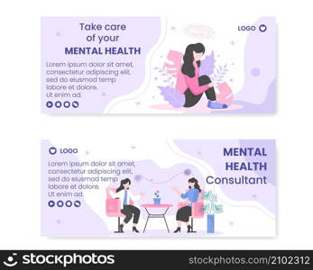 Mental Health Care Consultant Banner Template Flat Design Illustration Editable of Square Background for Social media, Greeting Card and Web