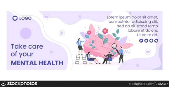 Mental Health Care Consultant Cover Template Flat Design Illustration Editable of Square Background for Social media, Greeting Card and Web