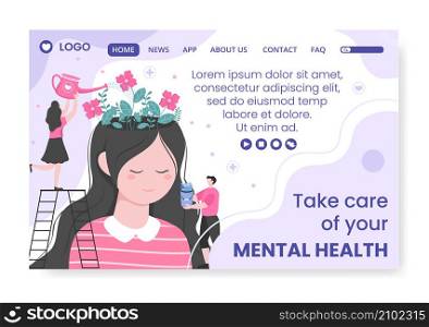 Mental Health Care Consultant Landing Page Template Flat Design Illustration Editable of Square Background for Social media, Greeting Card and Web