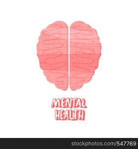 Mental health icon. Vector human brain with lettering.