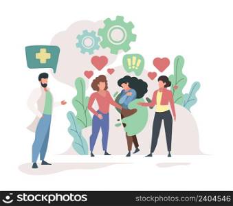 Mental problem background. Psychology unhealthy patient scary care therapy medical treatment garish vector flat characters. Illustration of problem mental and stress. Mental problem background. Psychology unhealthy patient scary care therapy medical treatment garish vector flat characters