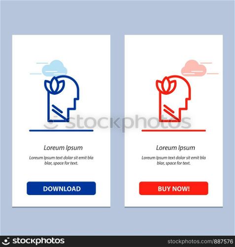 Mental, Relaxation, Mind, Head Blue and Red Download and Buy Now web Widget Card Template