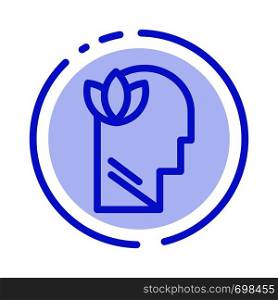 Mental, Relaxation, Mind, Head Blue Dotted Line Line Icon