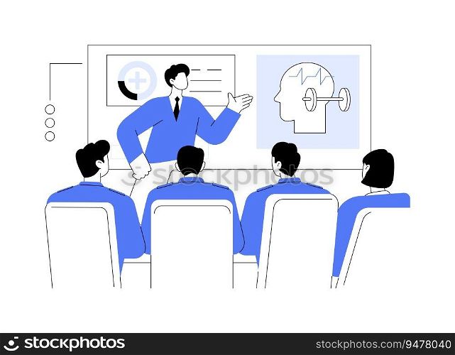 Mental resilience training abstract concept vector illustration. Psychiatrist conducts psychological resilience training for army, mental wellbeing lesson, mindset management abstract metaphor.. Mental resilience training abstract concept vector illustration.
