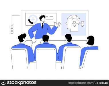 Mental resilience training abstract concept vector illustration. Psychiatrist conducts psychological resilience training for army, mental wellbeing lesson, mindset management abstract metaphor.. Mental resilience training abstract concept vector illustration.