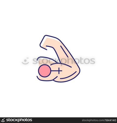 Mentally strong women RGB color icon. Moral courage. Feminist organization. Mental strength. Feminist activist. Women rights. Social movement. Isolated vector illustration. Simple filled line drawing. Mentally strong women RGB color icon
