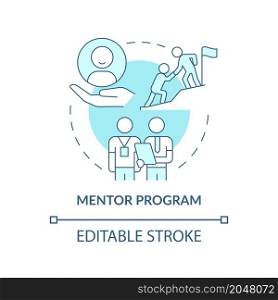 Mentorship concept icon. Professional experience sharing. Staff training abstract idea thin line illustration. Isolated outline drawing. Editable stroke. Roboto-Medium, Myriad Pro-Bold fonts used. Mentorship concept icon