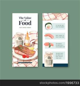 Menu and flyer with world food day concept design for restaurant and leaflet watercolor vector