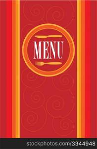 Menu Card Design - Menu Sign and Cutlery Icon on Retro Background