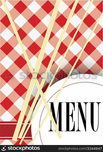 Menu Card Design - Red Gingham Texture With Cutlery and Menu Sign