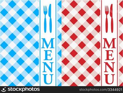 Menu Cards - Red and Blue Gingham Texture With Menu Sign