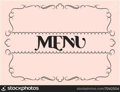 Menu cover template with flourished border