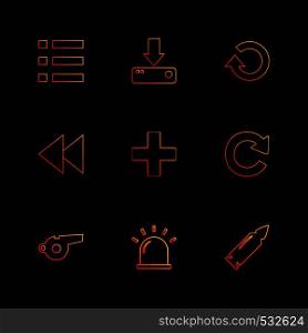 menu , download , reste , rewing, add , reset, whistle , light , alarm , icon, vector, design, flat, collection, style, creative, icons