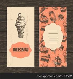 Menu for restaurant, cafe, bar, coffeehouse. Vintage background with hand drawn illustration