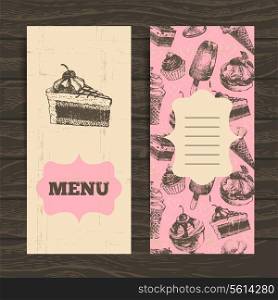 Menu for restaurant, cafe, bar, coffeehouse. Vintage background with hand drawn illustration&#x9;