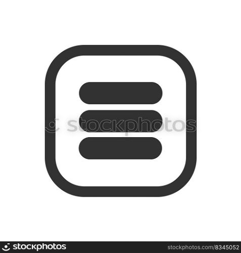 Menu icon for user interface, black on white background. Menu icon for user interface