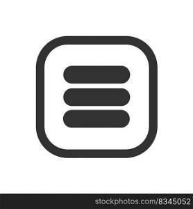 Menu icon for user interface, black on white background. Menu icon for user interface