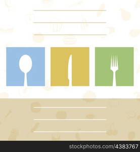 Menu of the cook2. The menu for cafe with tablewares. A vector illustration