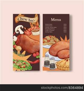 Menu template with chef day concept,watercolor sty≤