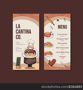 Menu template with chef day concept,watercolor style 