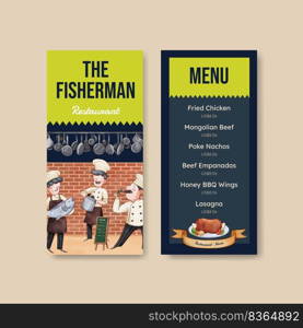 Menu template with chef day concept,watercolor style
