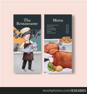 Menu template with chef day concept,watercolor style 